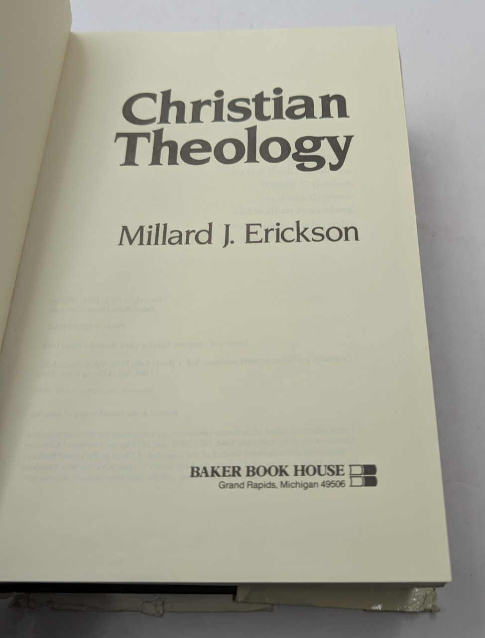 Christian Theology by Millard J. Erickson (Hardcover, 1986) Christian Theology