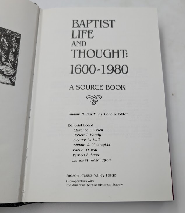 Baptist Life and Thought 1600-1980