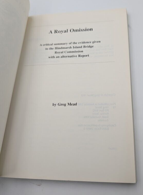 A royal omission: Critical summary of the evidence given to Hindmarsh Island HC