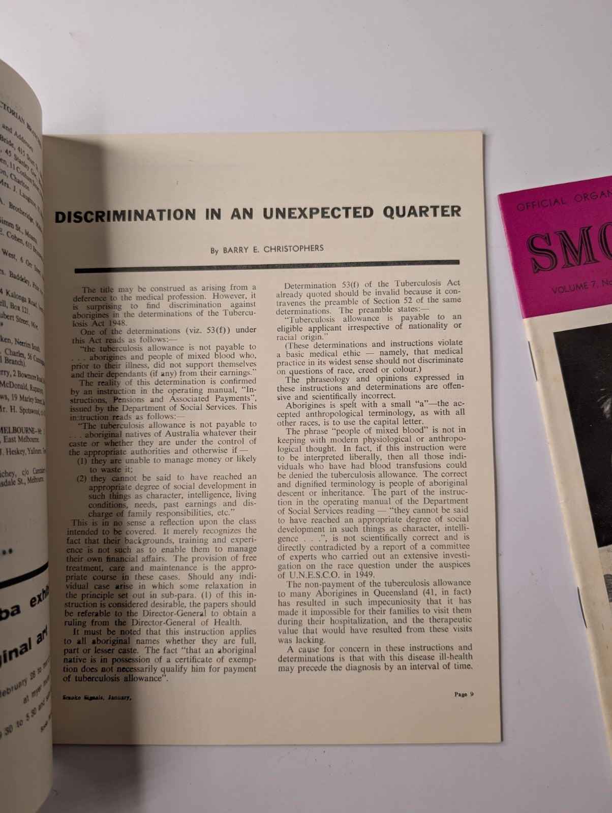 Smoke Signals Aborigines Advancement League 2 x vintage Journals PB 1960s