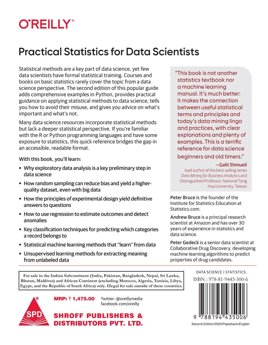 Practical Statistics for Data Scientists 50+ Essential Concepts Using R & Python
