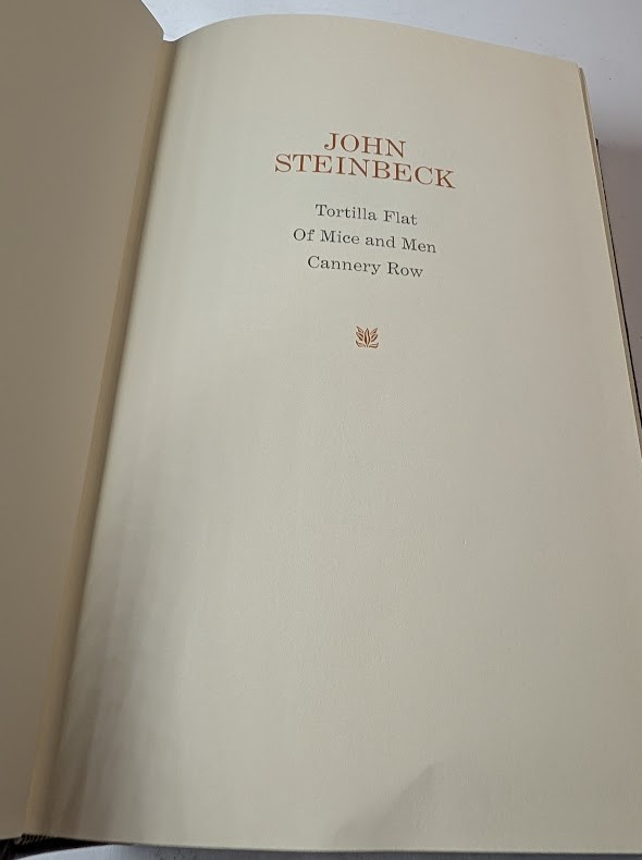 John Steinbeck- Tortilla Flat, Of Mice and Men, Cannery Row. Franklin Library Leather Bound Edition