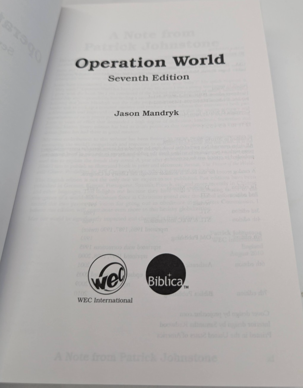 Operation World Jason Mandryk 2010 PB Christian Missions Prayer Guide Reference