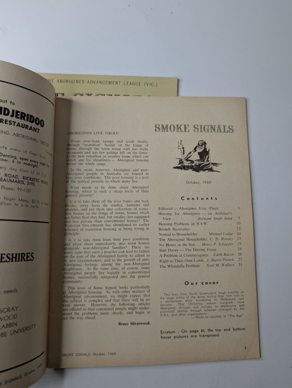 Smoke Signals Aborigines Advancement League 2 x vintage Journals PB 1960s