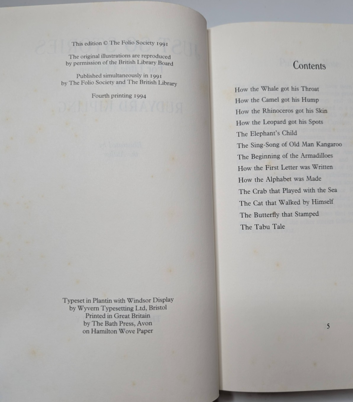 Just So Stories Rudyard Kipling 1994 Children Fiction Folio Society hardcover
