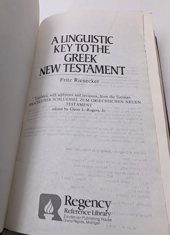 A Linguistic Key to the Greek New Testament by Fritz Rienecker Leather