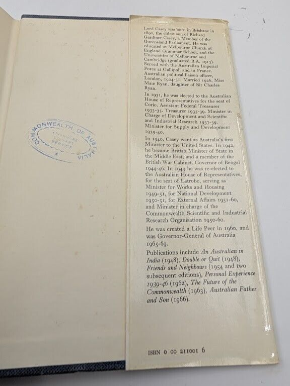 Australian Foreign Minister: The Diaries of R. G. Casey, 1951-60 - actual copy, photograph 3