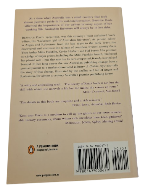 A Certain Style: Beatrice Davis, a Literary Life - actual copy, photograph 2
