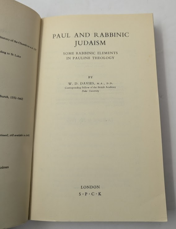 Paul and Rabbinic Judaism: Some Rabbinic Elements in Pauline Theology - actual copy, photograph 4