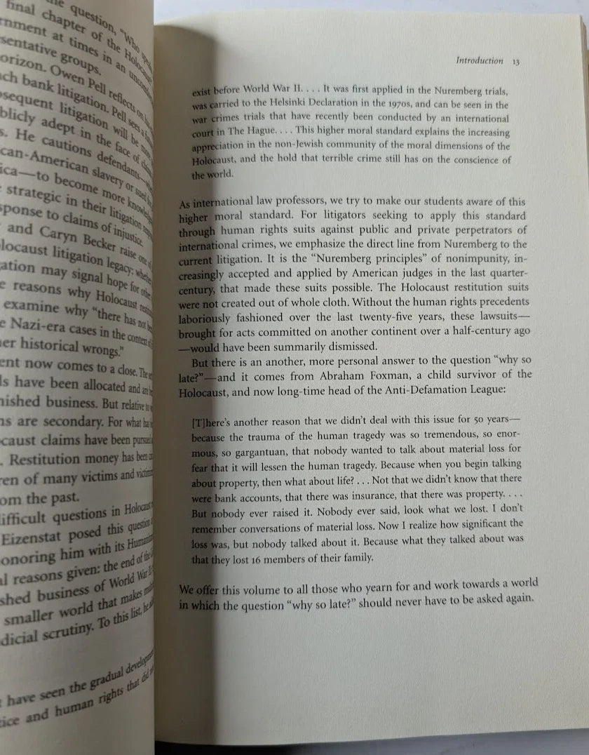 Holocaust Restitution: Perspectives on the Litigation and Its Legacy