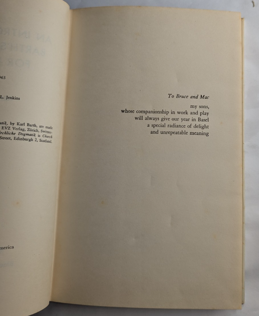 An Introduction to Barth's Dogmatics for Preachers - actual copy, photograph 3