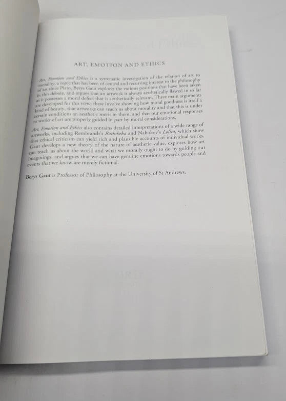 Art, Emotion and Ethics by Berys Gaut, copy photograph 4 of 6
