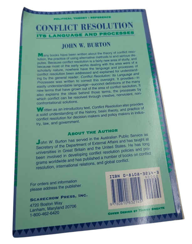 Conflict Resolution: Its Language and Processes by John W. Burton, exact copy, photograph 2 of 7