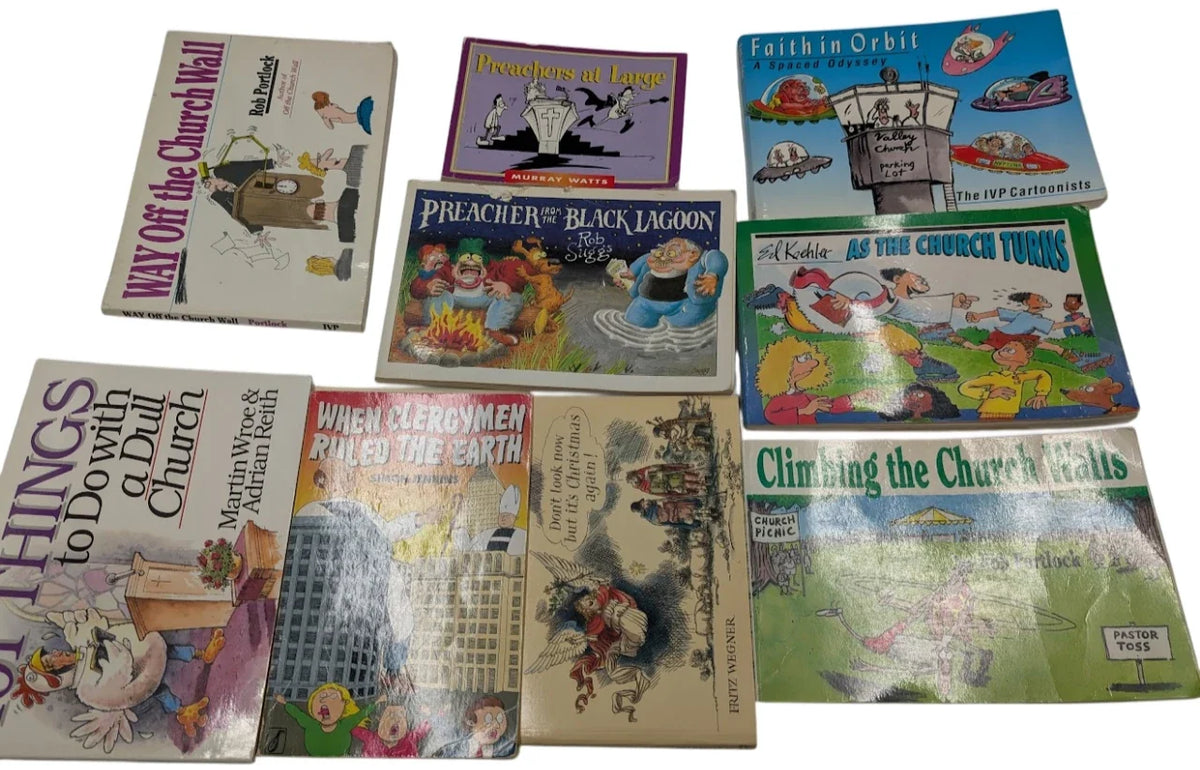 Cartoon books on churches and church life, nine-book lot, photo 1