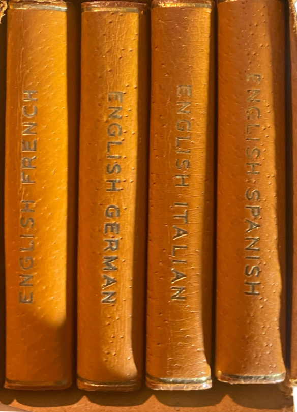 Burgess & Bowes 1940 Midget Translation Dictionaries 4 mini Books in leather case