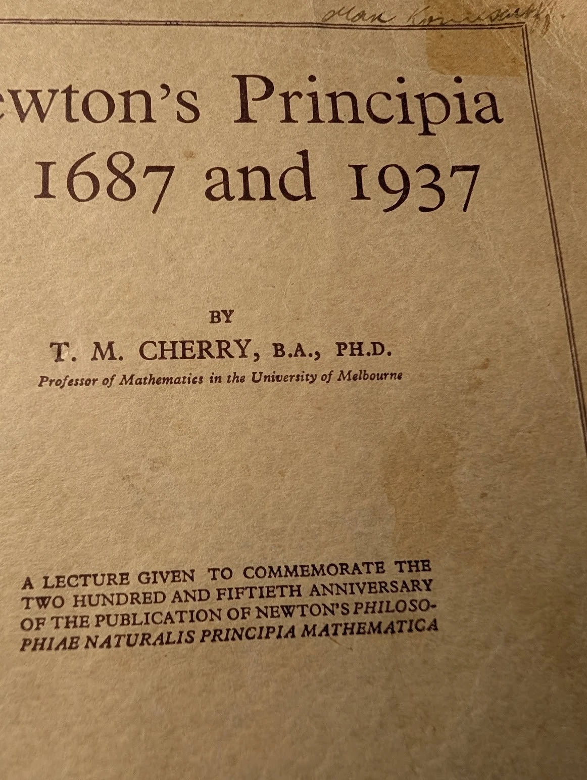 Newton's Principia in 1687 and 1937, actual softcover booklet, photo 3 of 8