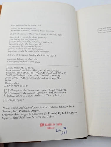 Look Forward, Not Back: Aborigines in Metropolitan Brisbane, 1965-1966, actual copy, photo 7