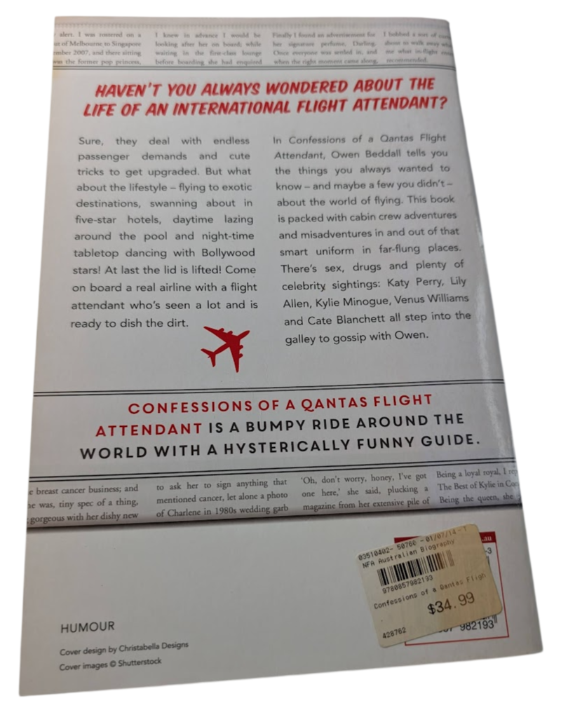 Confessions of a Qantas Flight Attendant: True Tales and Gossip from the Galley, actual copy photo 2