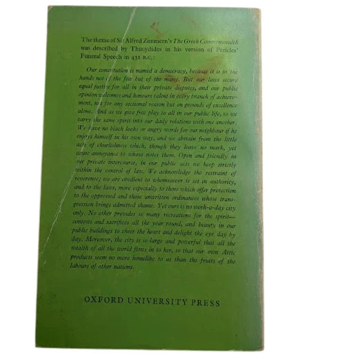 The Greek Commonwealth: Politics and Economics in Fifth-Century Athens by Alfred Zimmern - original copy photo 1