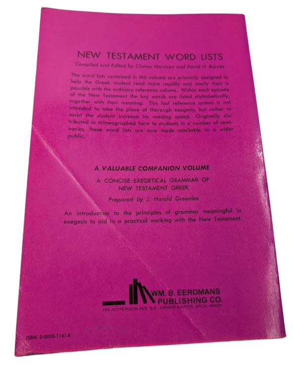 New Testament Word Lists  - koine Greek Rapid Reading by Barnes Morrison