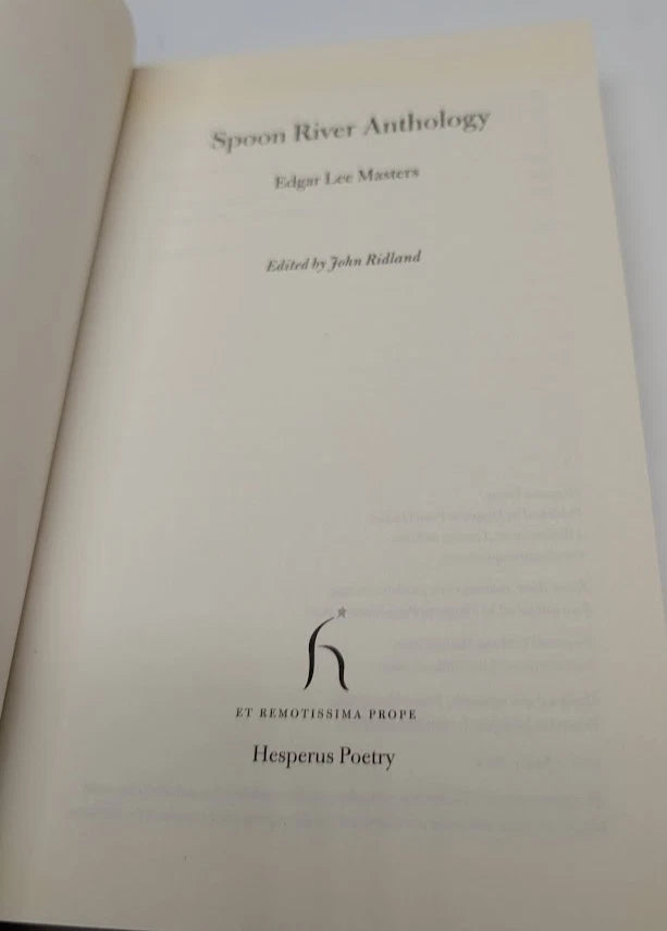 Spoon River Anthology by Edgar Lee Masters -Poetry