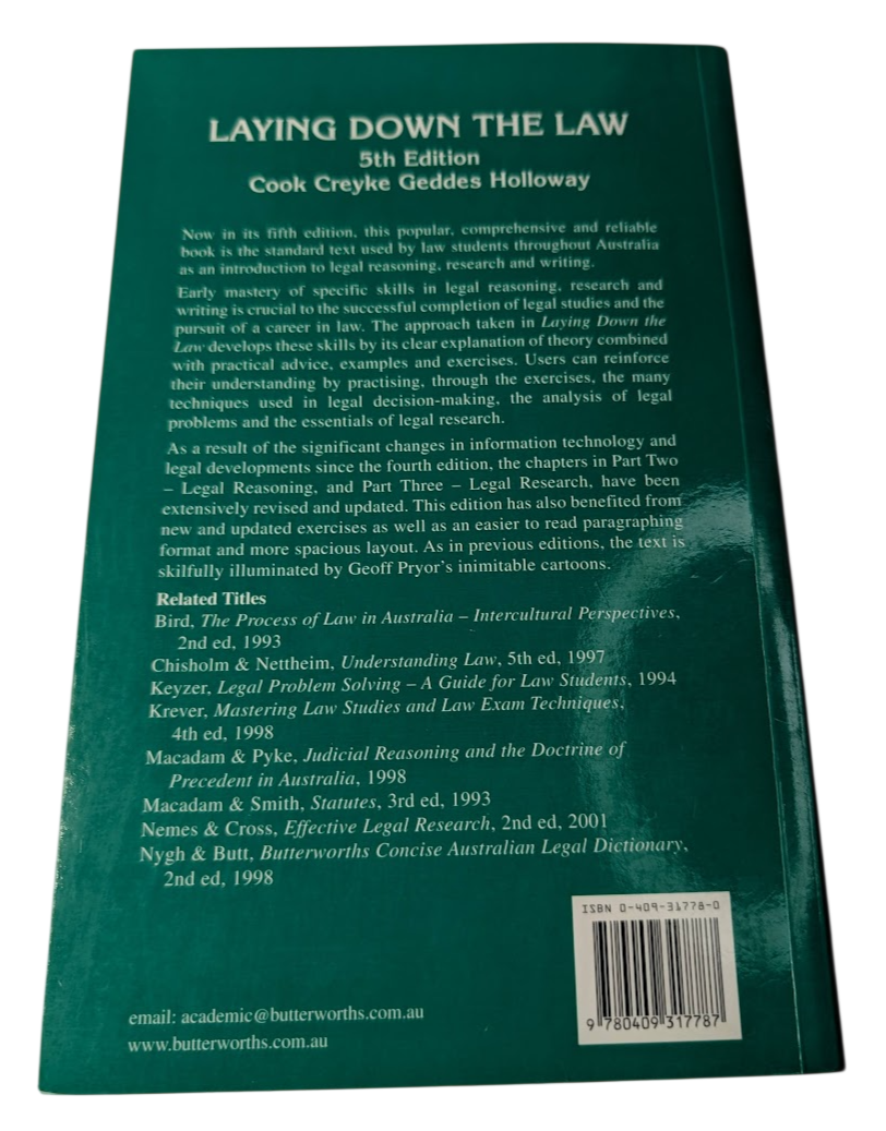 Laying Down Law by Holloway Ian Cook Catriona, Creyke Robin, Geddes Robert - book detail 2