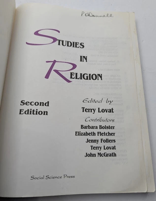 Studies in Religion  (Terry Lovat Ed.) Comparative Theology & Faith Studies