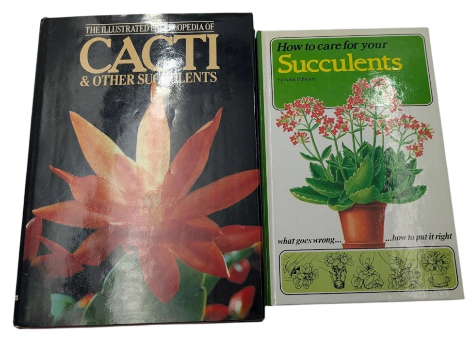 Cacti and Succulents Book Bundle: Illustrated Encyclopedia + Plant Care Guide - book covers