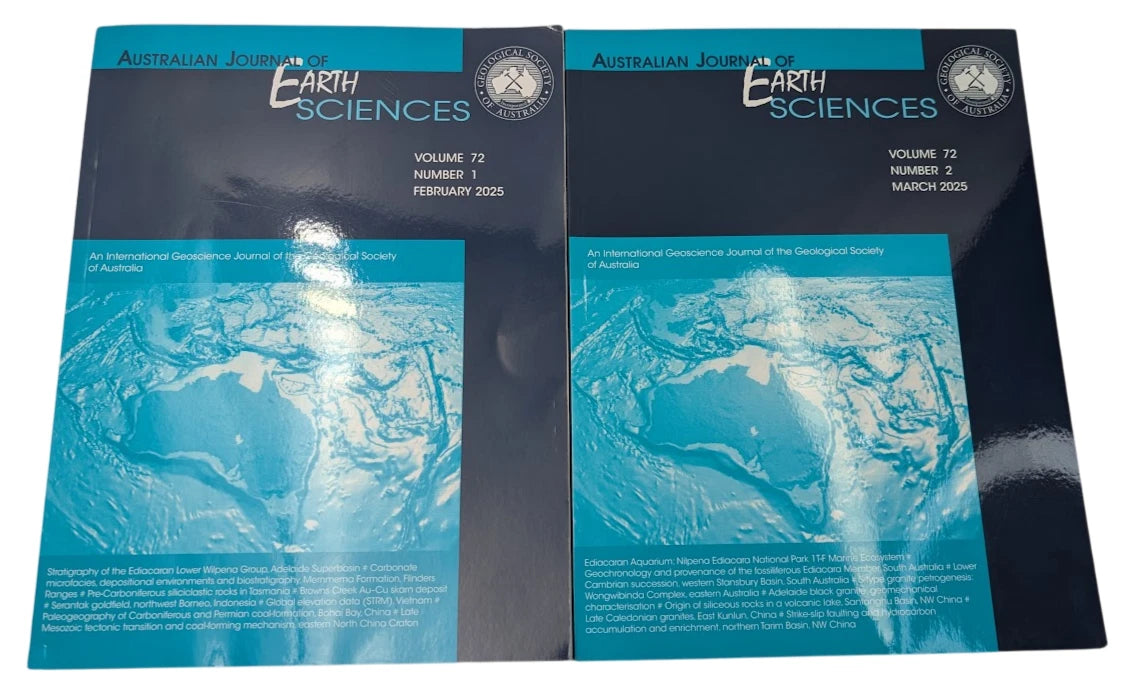 2 Editions of  AUSTRALIAN JOURNAL OF EARTH SCIENCES 2025 VOLUME 72 No. 1 and No. 2