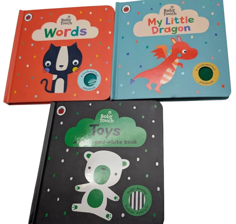 Baby Touch Board Book Bundle: Words + My Little Dragon + Toys - book covers