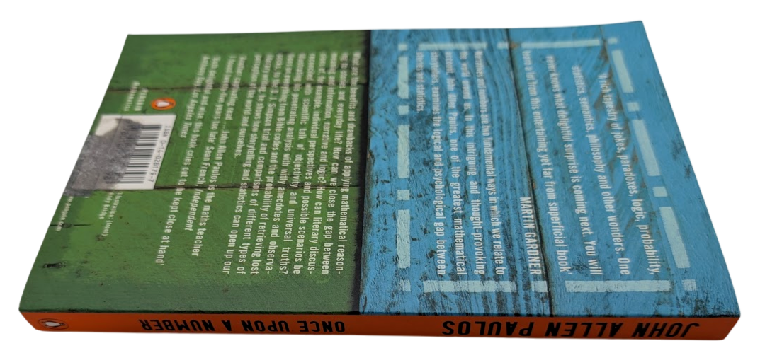 Once Upon a Number, actual Pearl Press paperback copy, photograph 3 of 5