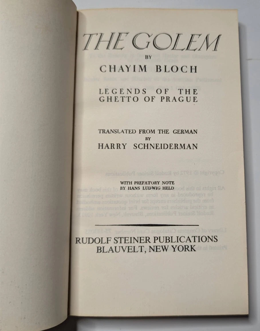 The Golem -  Mystical Tales From the Ghetto of Prague. By Chayim Bloch