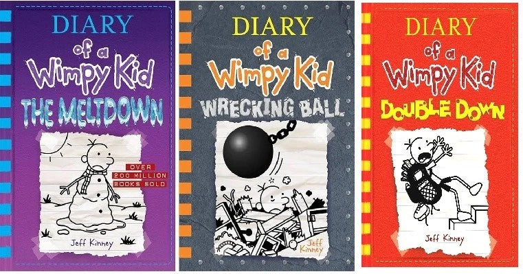 3 Wimpy Kid Books by Jeff Kinney: Double Down, The Meltdown, Wrecking Ball