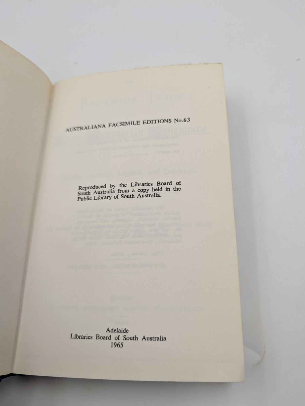 The Booandik Tribe South Australian Aborigines- 1965 Reprint of 1880 History