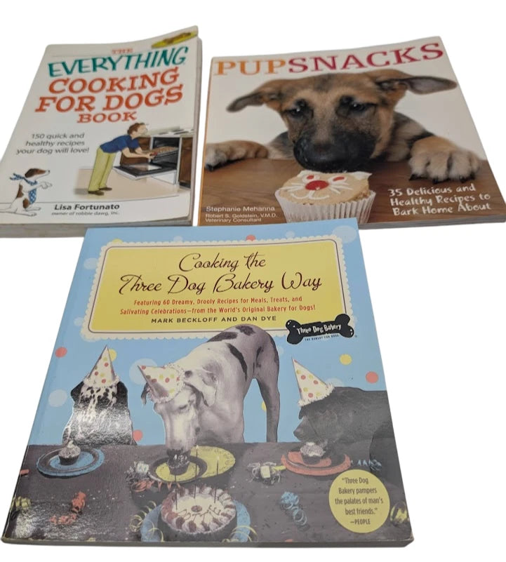 Dog Cookbook Bundle: Three Dog Bakery + Pupsnacks + Everything Cooking for Dogs - book covers