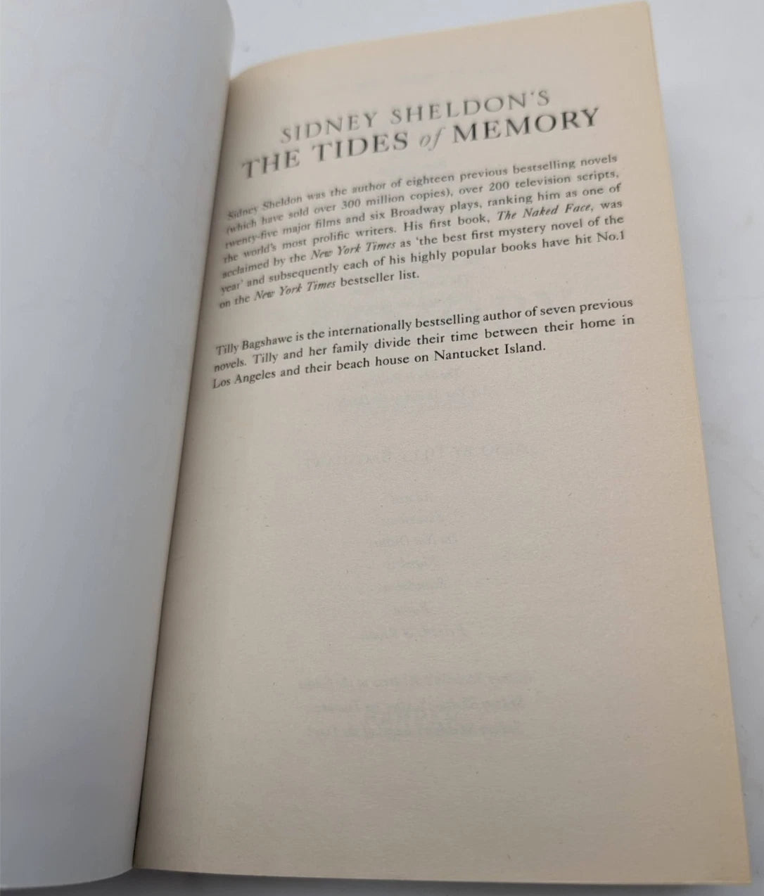 Sidney Sheldon's Tides of Memory by Tilly Bagshawe, copy photograph 6