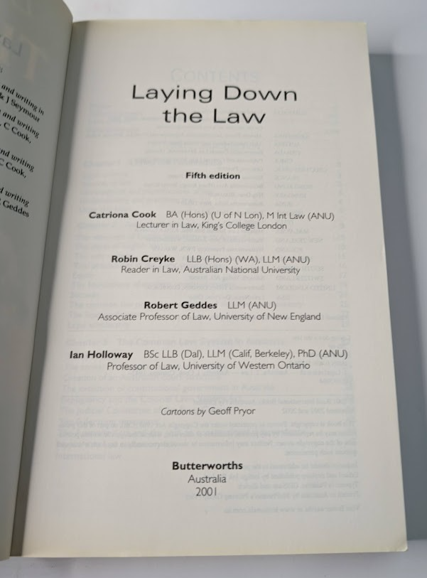 Laying Down Law by Holloway Ian Cook Catriona, Creyke Robin, Geddes Robert - book detail 3