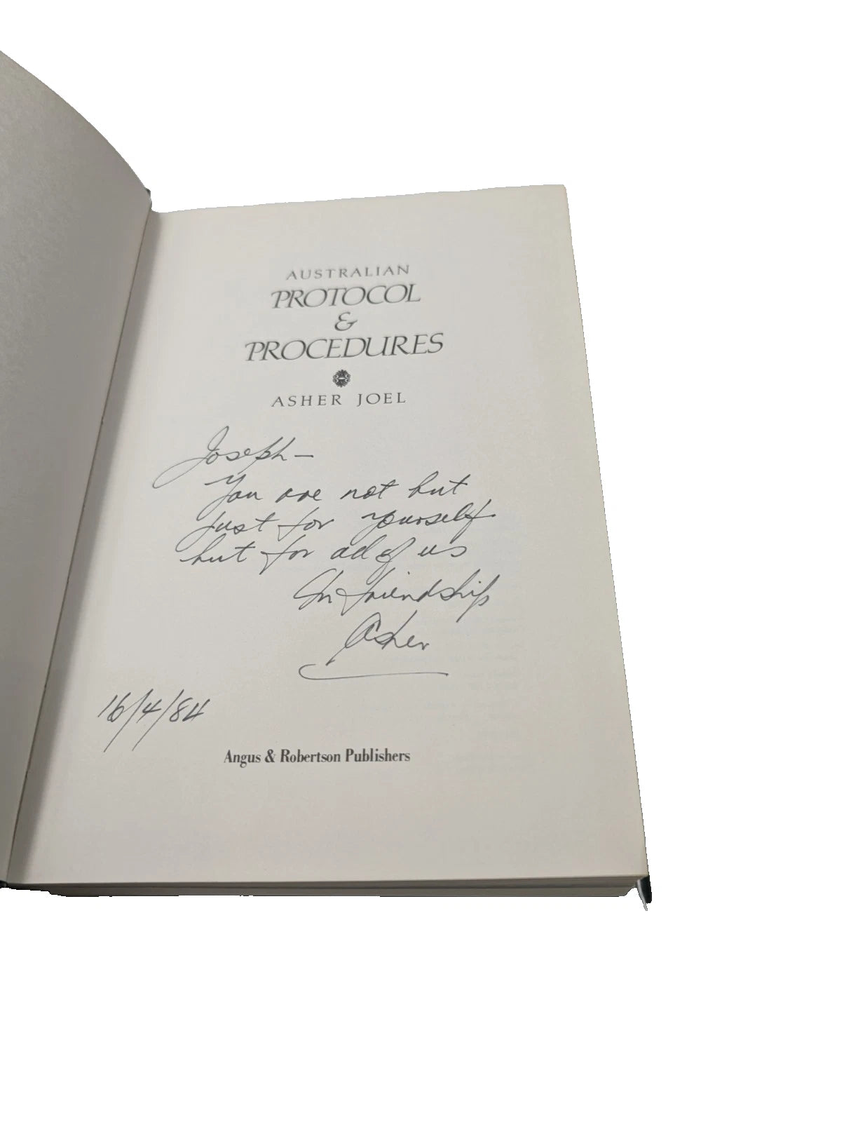 Australian Protocol & Procedures by Sir Asher Joel HC First Edition SIGNED