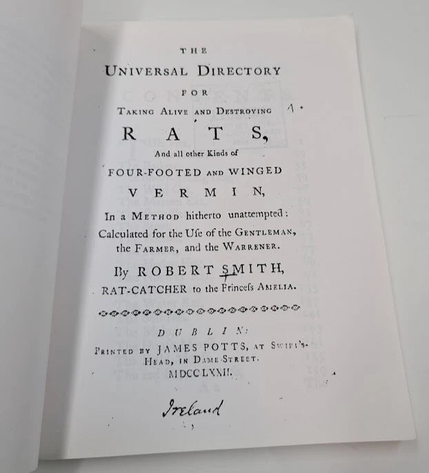 The Universal Directory for Taking Alive and Destroying Rats, 18th Century book reproduction