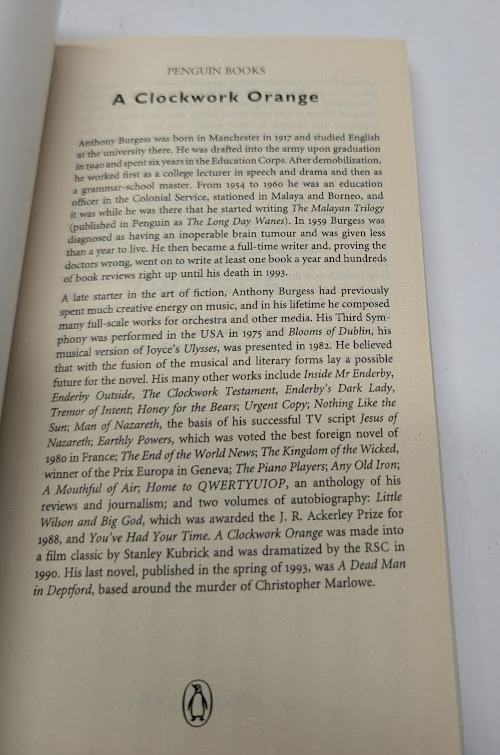 Clockwork Orange by Anthony Burgess - book detail 4