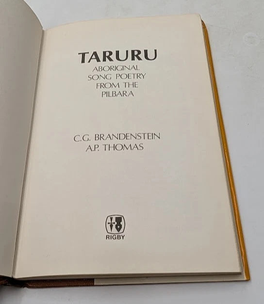 Taruru : Aboriginal Song Poetry from the Pilbara by Carl Georg Brandenstein