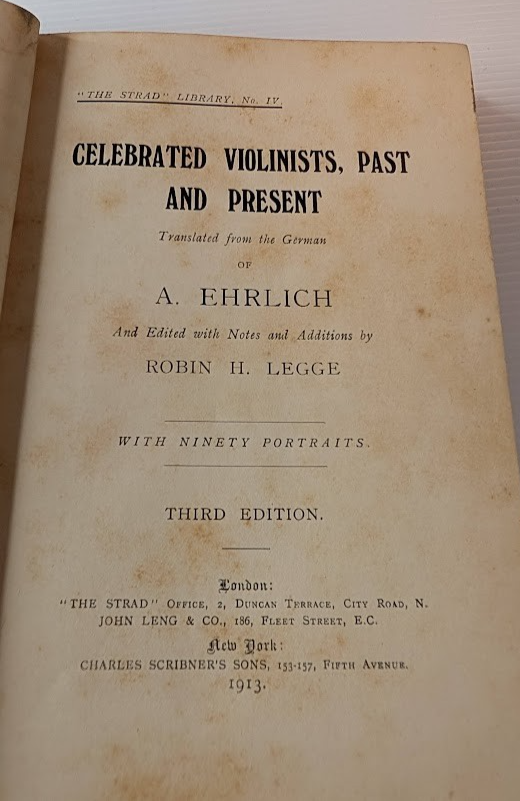 Celebrated Violinists, Past and Present by A. Ehrlich | Third Edition Hardcover (1913) - book detail 4