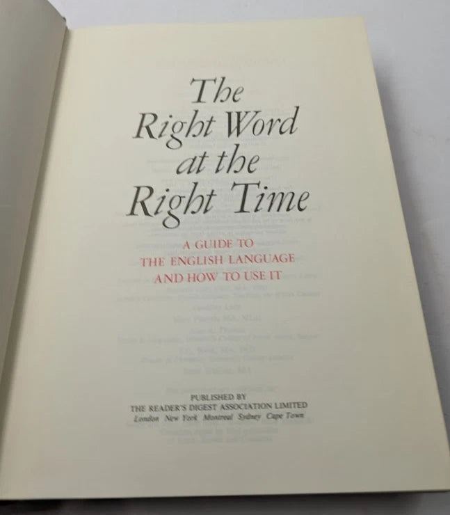 The Right Word at the Right Time HC 1995 English Language Guide Usage Reference