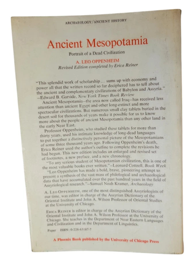 Ancient Mesopotamia Portrait of a Dead Civilization A Leo Oppenheim 1977 Revised