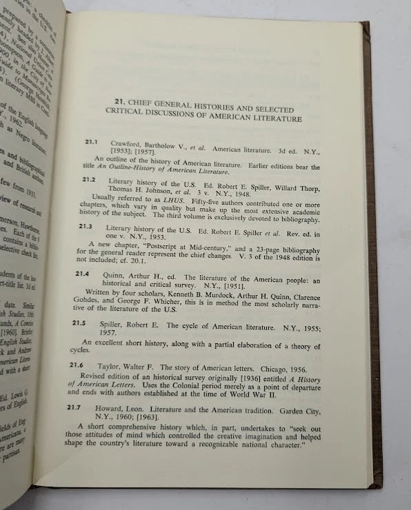Bibliographical Guide to the Study of the Literature of the USA