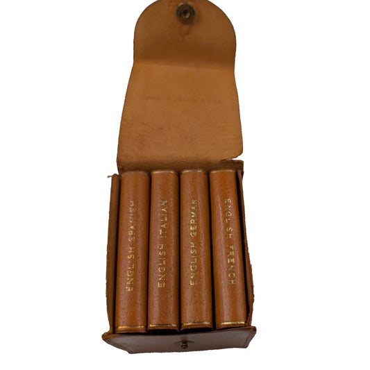 Burgess & Bowes 1940 Midget Translation Dictionaries 4 mini Books in leather case