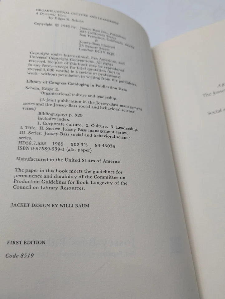 Organizational Culture and Leadership, actual first edition copy, photo 5 of 14
