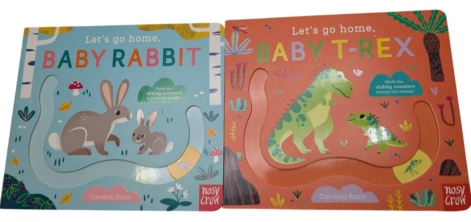 Let's Go Home Board Book Bundle: Baby Rabbit + Baby T-Rex by Carolina Buzio - photograph 2